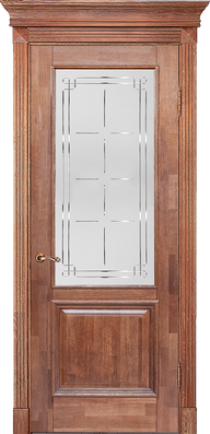 картинка Межкомнатная дверь из массива дуба Альверо "Елизавета-2" - Кофе - Стекло 