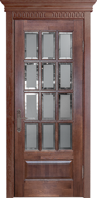 картинка Межкомнатная дверь из массива дуба Альверо "Анна" - Коньяк - Стекло 