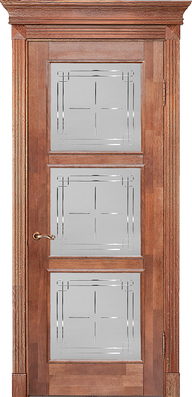 картинка Межкомнатная дверь из массива дуба Альверо "Елизавета-5" - Кофе - Стекло 