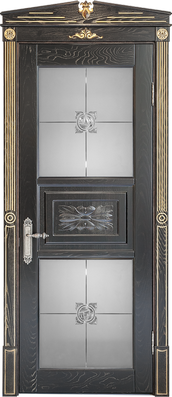 картинка Межкомнатная дверь из массива ясеня Альверо "Шервуд" - Шоколад - Стекло 