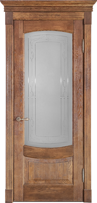 картинка Межкомнатная дверь из массива дуба Альверо "Алина" - Кофе - Стекло 