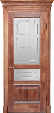 картинка Межкомнатная дверь из массива дуба Альверо "Елизавета-3" - Кофе - Стекло 