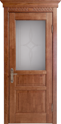 картинка Межкомнатная дверь из массива дуба Альверо "Александра" - Коньяк - Стекло 