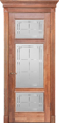 картинка Межкомнатная дверь из массива дуба Альверо "Елизавета-4" - Кофе - Стекло 
