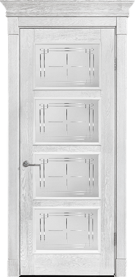картинка Межкомнатная дверь из массива дуба Альверо "Елизавета" - Бьянко - Стекло 