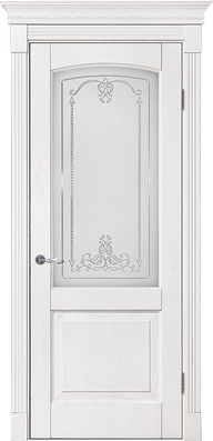 картинка Межкомнатная дверь из массива дуба Альверо "Виктория" - бьянко - Стекло 